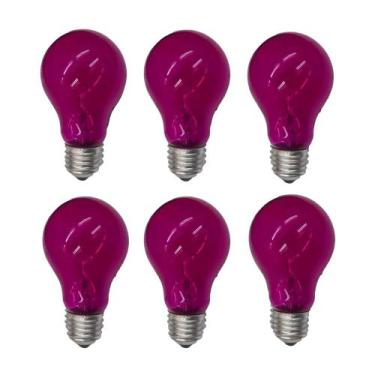 Imagem de Lâmpada Incandescente A19 E-27 Rosa 6 Pçs - NARDSEXPRESS