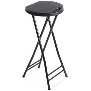 Imagem de Suzile 1 cadeira dobrável alta portátil de plástico, bancos de bar dobráveis resistentes com alça para adultos, cozinha, balcão, casa, acampamento, ambientes internos e externos, capacidade de 136 kg