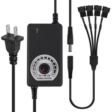 Imagem de UMLIFE Controlador De Velocidade Ventilador 12 V Para Pc, Fonte Alimentação 100-240 Ca 3-12 Cc, 36 W Ajustável, Com Cabo Divisor, 4 Conectores Pwm 3 Pinos Ou