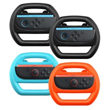 Imagem de Ankey 4-Pack Racing Steering Wheels Compatible with Nintendo Switch 2 Joy-Con Mario Kart 8 Deluxe