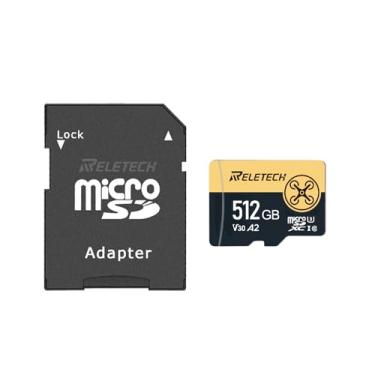 Imagem de Reletech Cartão De Memória Tf 512 Gb Com Adaptador, Câmera 4K Pro, A2 V30 Para Smartphone, Gopro, Câmeras Ação, Vídeo Uhd, Nintendo Switch, Até 170 Mb/S, Uhs-I U3 C10 Classe 10 (Preto, 512,0 Gb)