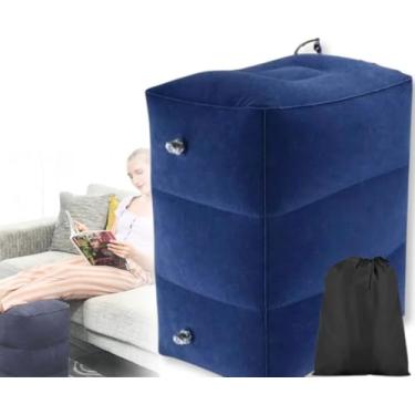 Imagem de Apoio Suporte Descanso para Pés Inflável Travesseiro Para Descanso de Pé Descanso De Perna com Altura Ajustável Viagem Escritório Almofada 3 Níveis Ergonômico Suporte Massagem Sob a Mesa