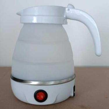 Imagem de Chaleira Elétrica Retrátil 600ml 110v Silicone Esquentar Leite Café Chá água(BRANCO)
