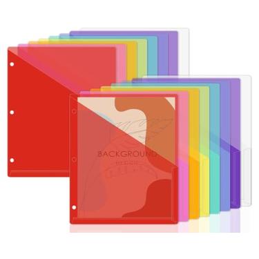 Imagem de Pacote com 48 bolsos para fichário de 3 anéis de poliéster translúcido com 3 furos mangas de plástico 23 x 29 cm organizador de pastas de barra adequado para escritório, sala de aula, negócios, casa