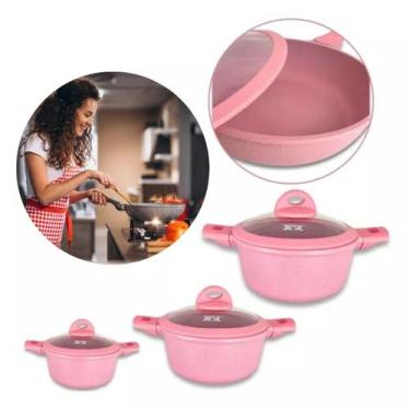 Imagem de Conjunto Panelas Antiaderentes Cor Rosa Um Presente Amigo - Zonne