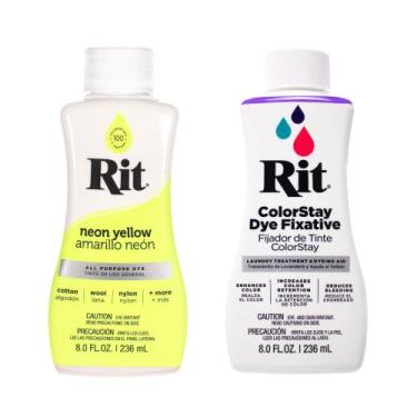 Imagem de Tinta de tecido Rit Dye Liquid 240 ml Amarelo Neon com fixador de cor 