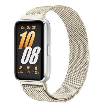 Imagem de Pulseira de relógio de metal compatível com Samsung Galaxy Fit 3, pulseira de substituição de malha de aço inoxidável para acessórios de smartwatch Galaxy Fit 3 SM-R390 (champanhe)