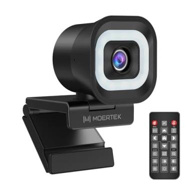 Imagem de Webcam 4K com luz LED de 5 níveis, câmera de 12 MP, webcam USB com microfones duplos com cancelamento de ruído, foco automático rápido PDAF, controle remoto, rotação de 360°, perfeita para transmissão