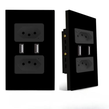 Imagem de Interruptores domésticosInterruptor Inteligente Tomada (Tomada Dupla USB PRETO)