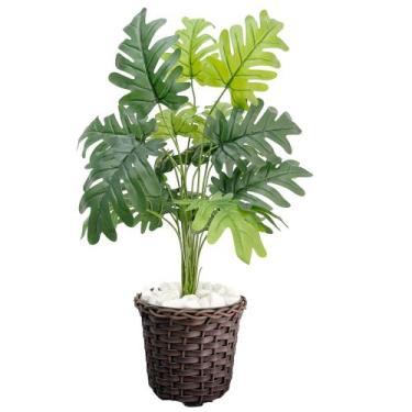 Imagem de Planta Bananinha Artificial Com Vaso Trançado Cachepo Pedra - Flor Imp