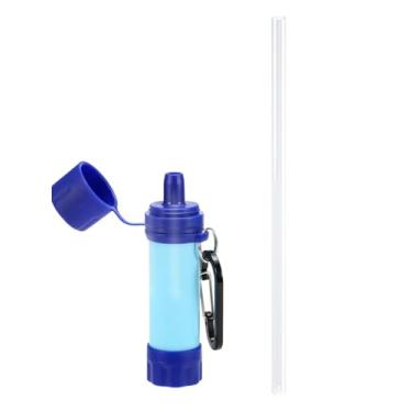 Imagem de Conjunto de filtro de chuveiro para ducha com pré-filtro para aquecedor Canudo purificador de água para áreas externas, purificador direto de água potável de emergência, filtro portátil (Azul)
