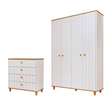 Imagem de Quarto Bebe Guarda Roupa e Cômoda MDF Dorabelly Cake