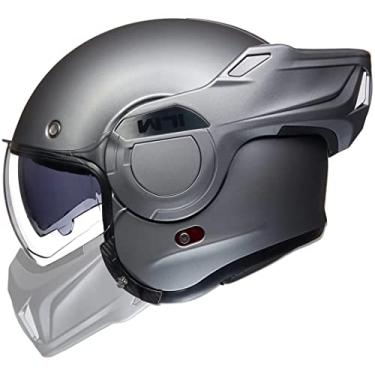 Imagem de ILM Capacete Modular Vintage Integral Para Motocicleta, Adulto, Masculino, Quadriciclo, Utv, Moto De Neve, Com Proteção Queixo Reversível 180°, Modelo Dot-B707 (Cinza Fosco, M)
