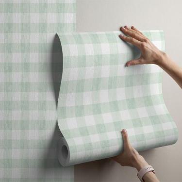 Imagem de Papel De Parede Xadrez Adesivo 10 Metros Lavável Autocolante - PAPEL E