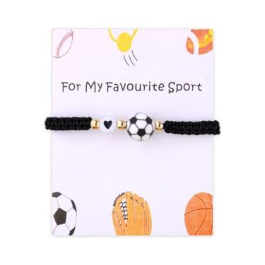 Imagem de Sudaporn Pulseira esportiva para membro do time de futebol e tênis, presente de férias, acessórios de lembrancinha de festa com tema esportivo, lembrança para mulheres e homens, Small, Pedra preciosa