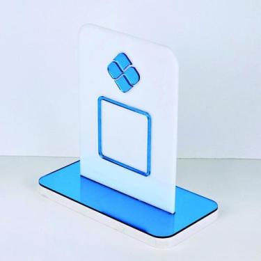 Imagem de Placa em acrilico para qr code de pix cor branco com azul espelhado - 