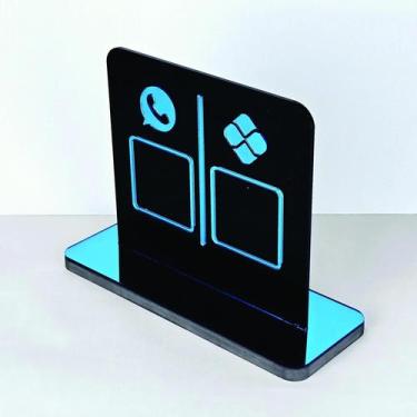 Imagem de Placa em acrilico com 2 qr code para pix cor preto e azul espelhado - 