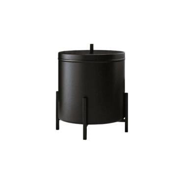 Imagem de Lixeira Preta Cesto Banheiro 6 Litros Alumínio Suspensa Cozinha Escrit