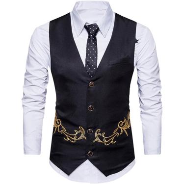 Imagem de Colete De Vestido Duplo Masculino Primavera Slim Fit Colete Sem Mangas Terno De Casamento Empresarial, Wine Red1, XL