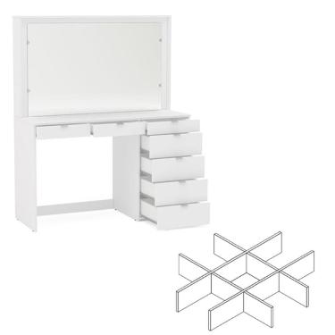 Imagem de Penteadeira Ditália 7 Gavetas 2 divisorias Br UV Acetinado