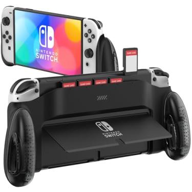 Imagem de JUSPRO Grip Case Compatible with Nintendo Switch OLED, Unique Switch Accessories Designed Comfortable & Ergonomic Grip with 5 Game Slots