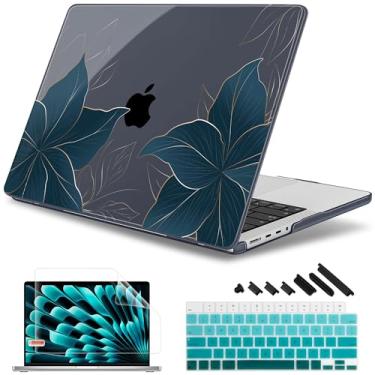 Imagem de May Chen Capa para M4 MacBook Pro 16 polegadas A3403 Max A3186, M3 A2991 M2 A2780 M1 A2485 Pro Max 2024 2023 2022 2021, capa rígida de plástico com pretector de tela e capa de teclado, flores douradas