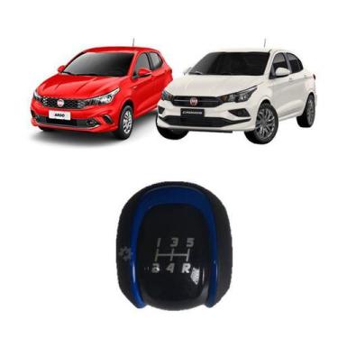 Imagem de Bola Câmbio Manopla Argo Cronos Preta Com Azul 2017 2020 - Fiat