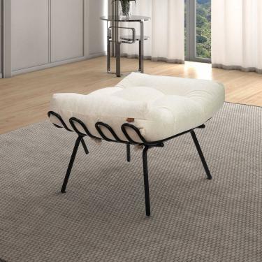 Imagem de Puff de Ferro e Estofado Living Costela Espresso Móveis Preto/Branco