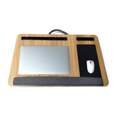 Imagem de Ayedvan Mesa de colo de madeira com almofada, solução para trabalho em casa, leve, serve para laptop de até 17 polegadas, suporte leve com almofada de pulso macia, almofada de laptop para sofá
