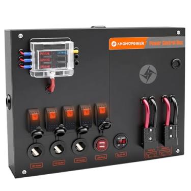 Imagem de AMOMD POWER 12/24V Sistema Elétrico de Campismo Caixa de Controle de Energia da Bateria com Interruptores Bloco de Fusíveis Soquetes Cig Voltímetro USB Plugue de Conexão Rápida Faça Você Mesmo para o
