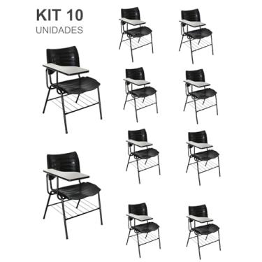 Imagem de KIT 10 Cadeiras Universitárias Escolar com porta livros Prancheta em MDF
