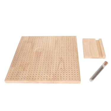 Imagem de Placa de bloqueio de madeira Placa de tricô artesanal Placa de bloqueio de crochê de madeira de borracha polida com alfinetes de aço A agulhas para crochê projetos de costura de