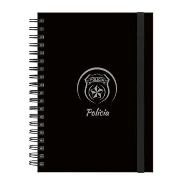 Imagem de Caderno Colegial Plus 12 Matérias Profissões Polícia (Preto e Prata)