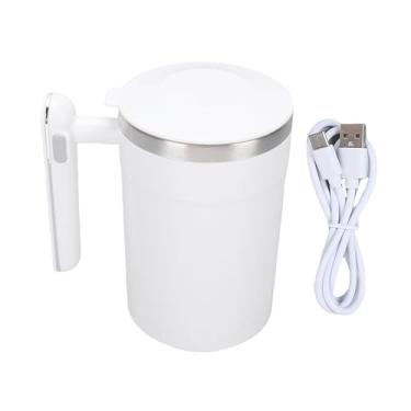 Imagem de AYNEFY Caneca Elétrica Recarregável de Agitação, Aço Inoxidável Automático de Aço Inoxidável. (creme branco)