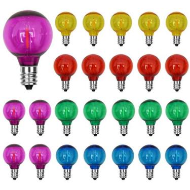 Imagem de Lâmpadas LED Oviejo G40 coloridas de 0,6 W E12, pacote com 25