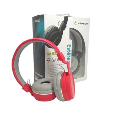 Imagem de Headphone Estéreo Bluetooth KA-933 com Microfone, Cartão de Memória, Cabo P2 e Controle (Vermelho)