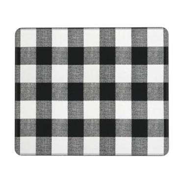 Imagem de Xadrez preto e branco de búfalo base de borracha antiderrapante para escritório mouse pad para computador laptop acessórios de mesa 7,9 x 9,5 polegadas