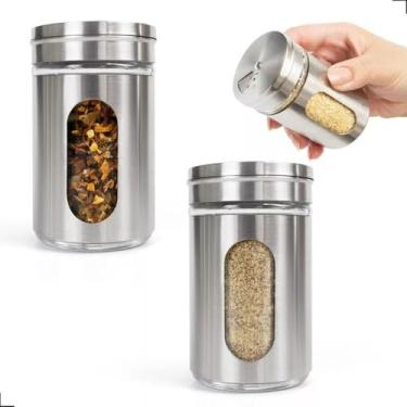 Imagem de Saleiro Porta Condimentos com Tampa e Dosador — Para Sal, Pimenta e Temperos — Kit com 3 Potes