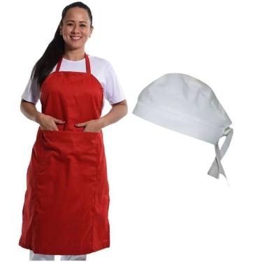 Imagem de Kit Chef Profissional Avental Bandana Cozinha Restaurante Unissex