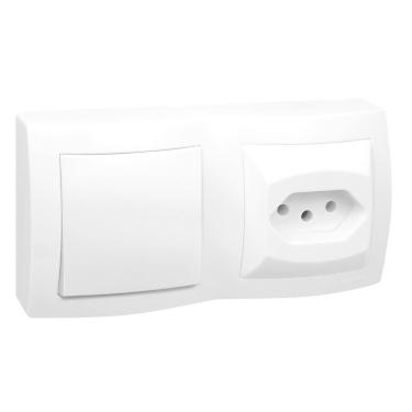 Imagem de Interruptor Simples + Tomada 2P + T PB 10A Sistema X - 675063 - PIAL