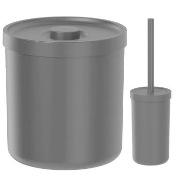 Imagem de Lixeira para Banheiro 6L e Escova Sanitária Preta Bold - Ou