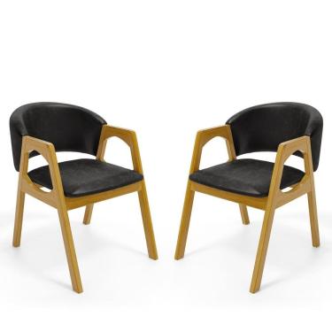 Imagem de Kit Com 2 Cadeiras Agatha Madeira Maciça Estofada Para Mesa De jantar