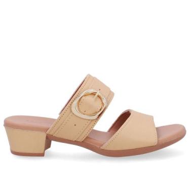 Imagem de Tamanco usaflex salto bloco couro fivela ref ud12001 feminino, 36, Cre