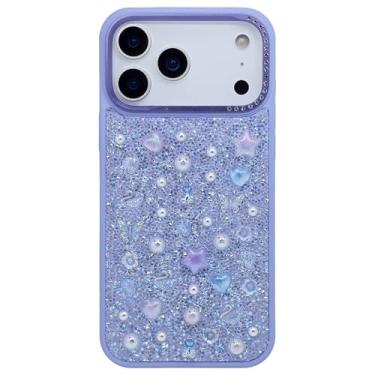Imagem de DMaos Capa para iPhone Air para mulheres, capa de diamante brilhante brilhante com pérolas de cristal, super fofa para iPhone Air de 6,5 polegadas - lavanda