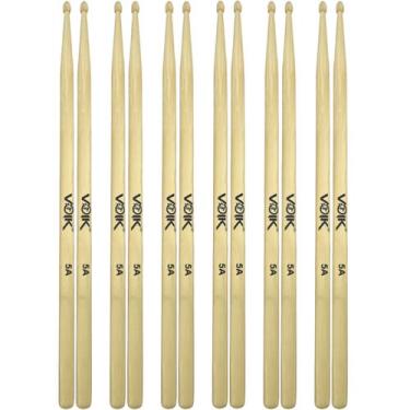 Imagem de Kit Pares de Baquetas Ponta de Madeira Maple Voik 5A, 6