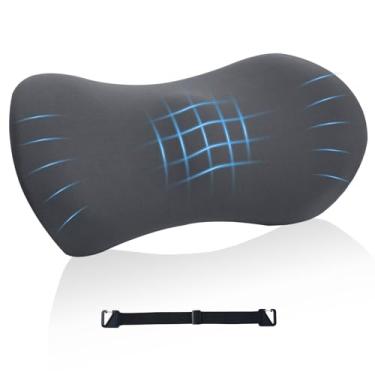 Imagem de Almofada de suporte lombar para cadeira de escritório e assento de carro, almofada lombar com alça ajustável, almofada de espuma viscoelástica para alívio da dor lombar, travesseiro de suporte para