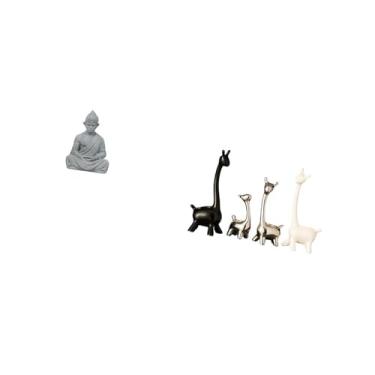 Imagem de Fenteer Escultura de Buda E Macaco Sun Wukong, Estátua de Girafa de Cerâmica, Estatueta Criativa Moderna, Peça Central Colecionável para Hotel, Pátio, Quintal