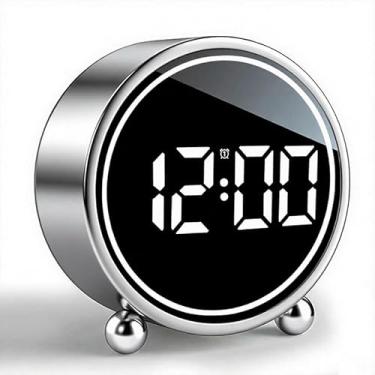 Imagem de Maxspace Relógio de mesa moderno, relógio analógico silencioso sem tique-taque operado por bateria, relógios de mesa pequenos para escritório/manto/mesa de trabalho ou mesa de cabeceira (redondo