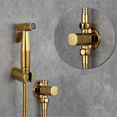 Imagem de MINJING Torneira de pulverizador de bidê, pulverizador de bidê de vaso sanitário de mão de aço inoxidável, kit de ducha de ouro de titânio conjunto de jato de válvula de cobre, conjunto D