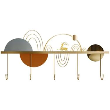 Imagem de Cabide de parede de metal forjado à mão, cabide de parede de alce moderno moderno, prateleira de entrada de estilo nórdico, gancho criativo atrás da porta, rolamento de carga 10 kg